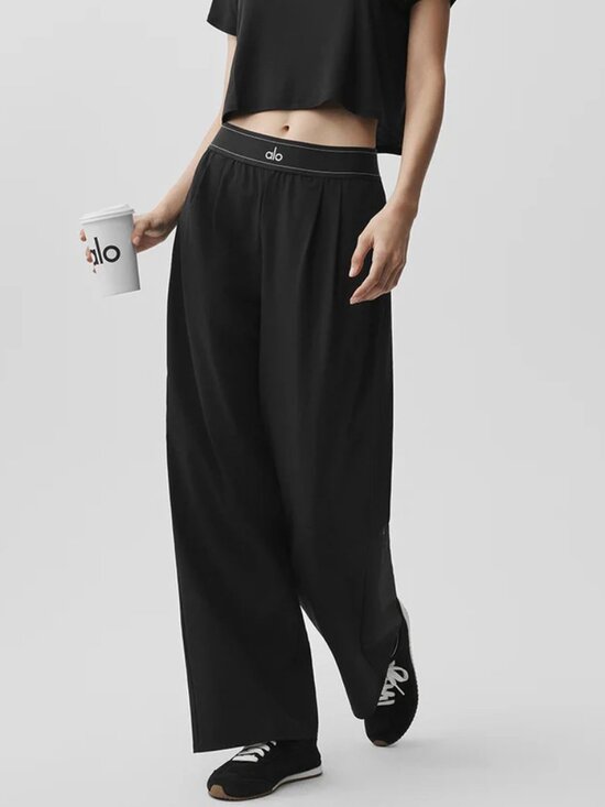 ALO Yoga Pants - Alo Yoga Black Relaxed Fit Pants-Minimal Effort, Maximum Style Regular🎊